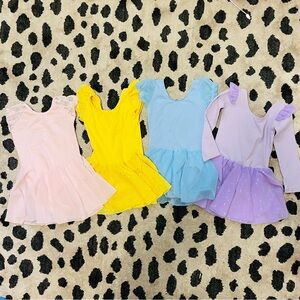 Set of Four Little Girl Ballet Dresses in Pastel and Bright Colors